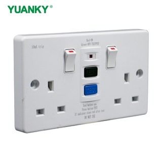 British 13A Rcd Protected Safety Socket Twin Rcd Plastic Or Metal Socket