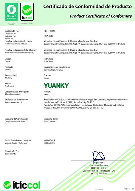 Colombia Surge Arrester Certificate_00